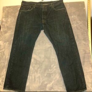 Levi's Men's 501 Button Fly Dark Denim Jeans Size 40 x 30 Relaxed Fit